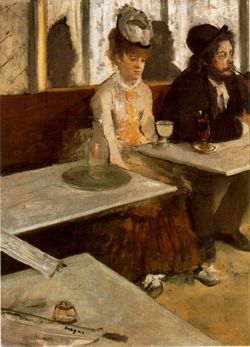 De Absintdrinkster, Edgar Degas, Olie op doek, 92 x 68 cm, Musée d'Orsay, Parijs